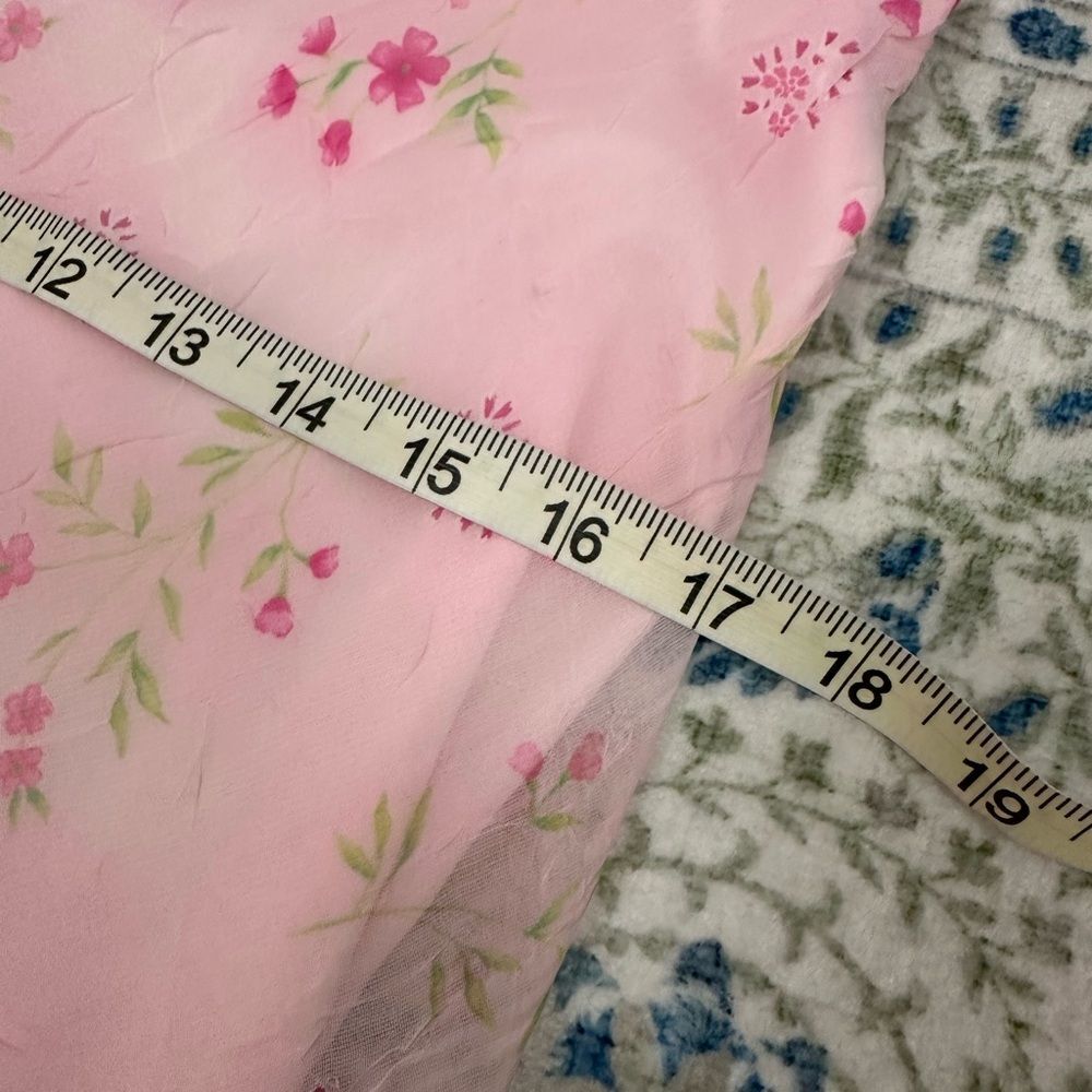 Vintage Jody California Fairycore Cottagecore Pink Floral Chiffon Maxi Dress - Picture 6 of 7